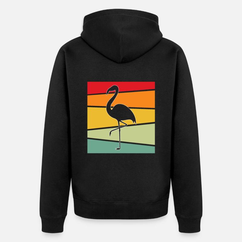 Flamingo Retro - Unisex Premium Bio Zip Hoodie - Schwarz