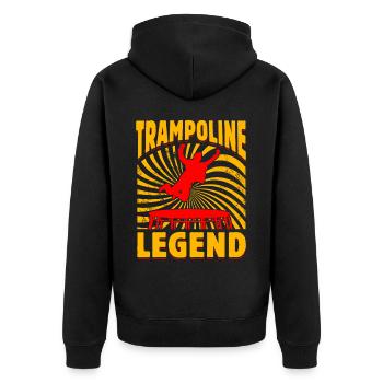 Trampolin-Legende - Unisex Premium Bio Zip Hoodie - Schwarz - Hinten - Nico (187cm)