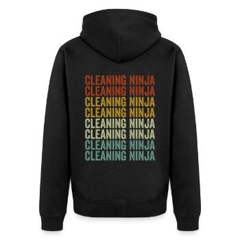 Cleaning Ninja School Caretaker Cleaning Ninja - Unisex Premium Organic Zip Hoodie - black - Back - Nico (187cm)