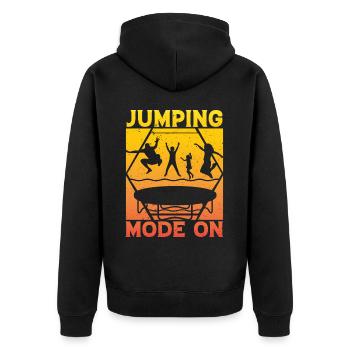 Jumping Mode on - Unisex Premium Organic Zip Hoodie - black - Back - Nico (187cm)
