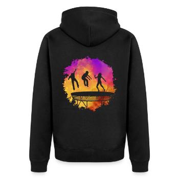 Trampolin - Unisex Premium Bio Zip Hoodie - Schwarz - Hinten - Nico (187cm)