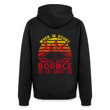 Im Zweifelsfall lassen Sie es abprallen - Unisex Premium Bio Zip Hoodie - Schwarz - Hinten - Nico (187cm)