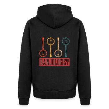 Banjo Banjologist Musical Instrument Banjo Player - Unisex Premium Bio Zip Hoodie - Schwarz - Hinten - Nico (187cm)