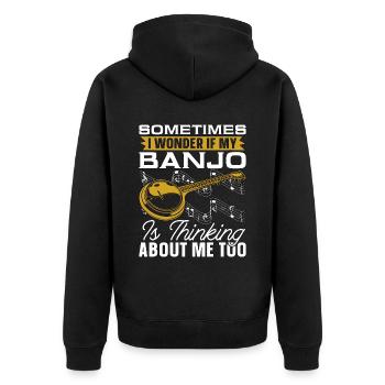 Banjo Parfois, je me demande si mon instrument de musique - Veste à capuche bio Premium Unisexe - noir - Dos - Nico (187cm)