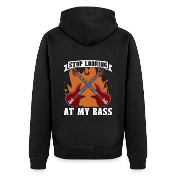 Guitare basse Arrête de regarder mon guitariste bassiste - Veste à capuche bio Premium Unisexe - noir - Dos - Nico (187cm)