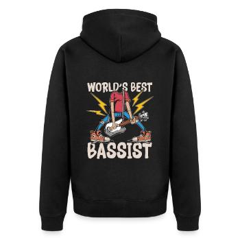 Bass Guitar World's Best Bassists Guitar Player - Unisex Premium Bio Zip Hoodie - Schwarz - Hinten - Nico (187cm)