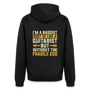 Bass Guitar I'm A Bassist Sort Like Guitar Player - Unisex Premium Bio Zip Hoodie - Schwarz - Hinten - Nico (187cm)