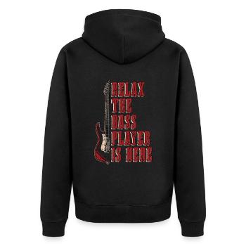 Bass Guitar Relax The Bass Player Is Guitarist - Unisex Premium Bio Zip Hoodie - Schwarz - Hinten - Nico (187cm)