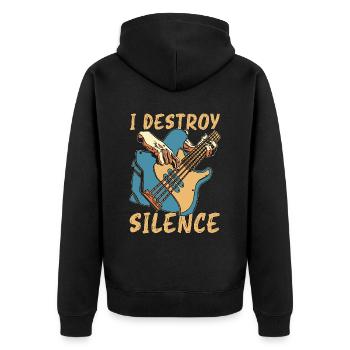 Bass Guitar I Destroy Silence Guitarist Musicians - Unisex Premium Bio Zip Hoodie - Schwarz - Hinten - Nico (187cm)