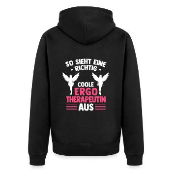 Richtig coole Ergotherapeutin Ergotherapie - Unisex Premium Bio Zip Hoodie - Schwarz - Hinten - Nico (187cm)