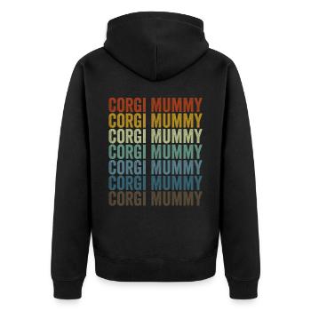 Corgi Mumie Corgi Mumie Halloween Hundeliebhaber - Unisex Premium Bio Zip Hoodie - Schwarz - Hinten - Nico (187cm)