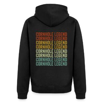 Cornhole Legend Cornhole Player Cornhole Master - Unisex Premium Organic Zip Hoodie - black - Back - Nico (187cm)
