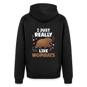 J’aime bien le Wombat marsupial de Wombat - Veste à capuche bio Premium Unisexe - noir - Dos - Nico (187cm)