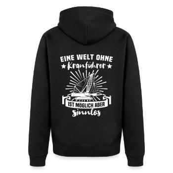 Kranfahrer Kranführer Kran - Unisex Premium Bio Zip Hoodie - Schwarz - Hinten - Nico (187cm)
