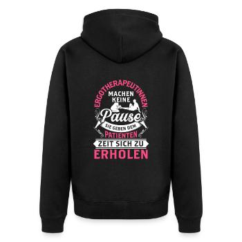 Ergotherapeutin macht keine Pause Ergotherapie - Unisex Premium Bio Zip Hoodie - Schwarz - Hinten - Nico (187cm)