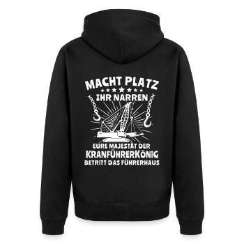 Kranfahrer Kranführer Kran - Unisex Premium Bio Zip Hoodie - Schwarz - Hinten - Nico (187cm)