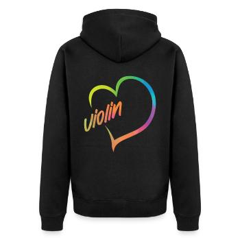 Violin Violinist Heart Watercolor - Unisex Premium Bio Zip Hoodie - Schwarz - Hinten - Nico (187cm)