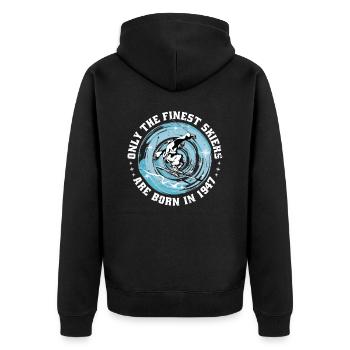 Skier Skifahrer Jahrgang 1947 Geburtstag Skilaufen - Unisex Premium Bio Zip Hoodie - Schwarz - Hinten - Nico (187cm)