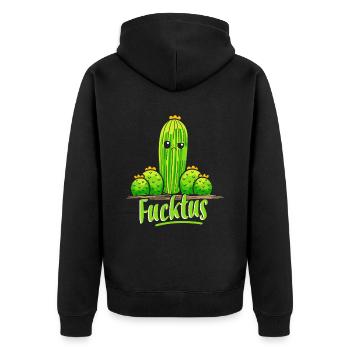 Fucktus Lustiger Kaktus Pflanze Kaktus Sukkulente - Unisex Premium Bio Zip Hoodie - Schwarz - Hinten - Nico (187cm)