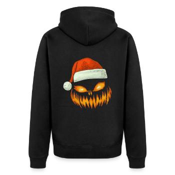 Pumpkin Face Santa Hat Halloween - Unisex Premium Organic Zip Hoodie - black - Back - Nico (187cm)