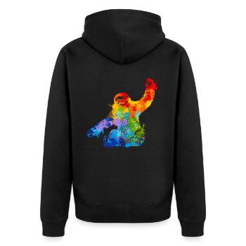 Faultier Splash Art Tierliebhaber - Unisex Premium Bio Zip Hoodie - Schwarz - Hinten - Nico (187cm)