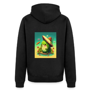 Vegan Avocado Lover Avocado Lover Axolotl Fish - Unisex Premium Bio Zip Hoodie - Schwarz - Hinten - Nico (187cm)