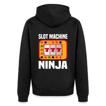 Kasino Glücksspiel Spielautomat Kartenspiel - Unisex Premium Bio Zip Hoodie - Schwarz - Hinten - Nico (187cm)