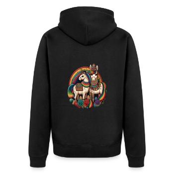 Unicorn Morphed With Llama Funny Mexican Unicorn - Unisex Premium Bio Zip Hoodie - Schwarz - Hinten - Nico (187cm)