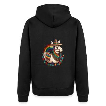 Unicorn Morphed With Llama Funny Mexican Unicorn - Unisex Premium Bio Zip Hoodie - Schwarz - Hinten - Nico (187cm)