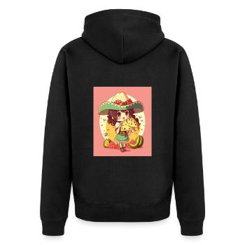 Anime Girl Wearing Sombrero Anime Girl Wearing - Unisex Premium Organic Zip Hoodie - black - Back - Nico (187cm)