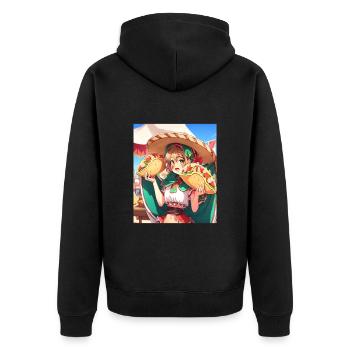 Fille d’anime portant un sombrero Fille d’anime portant - Veste à capuche bio Premium Unisexe - noir - Dos - Nico (187cm)