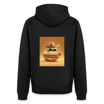 Mexican Hotdog Lover Dabbing Mexican Hotdog - Unisex Premium Organic Zip Hoodie - black - Back - Nico (187cm)