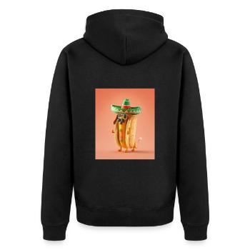 Mexican Hotdog Lover Dabbing Mexican Hotdog - Unisex Premium Organic Zip Hoodie - black - Back - Nico (187cm)