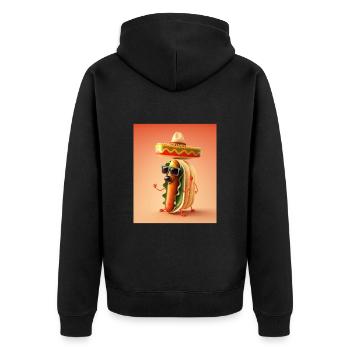 Mexican Hotdog Lover Dabbing Mexican Hotdog - Unisex Premium Organic Zip Hoodie - black - Back - Nico (187cm)