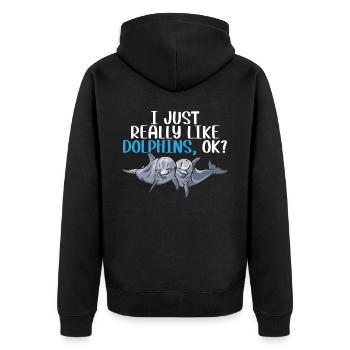 Dolphin Lover Marine Biology Animal sous-marin - Veste à capuche bio Premium Unisexe - noir - Dos - Nico (187cm)