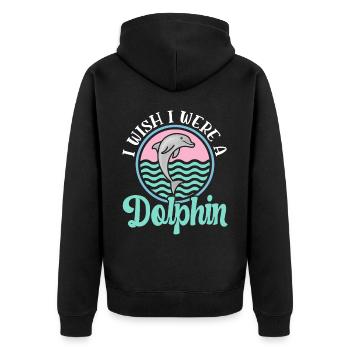 Ich wünschte, ich wäre ein Delfin Meeresbiologie unter Wasser - Unisex Premium Bio Zip Hoodie - Schwarz - Hinten - Nico (187cm)