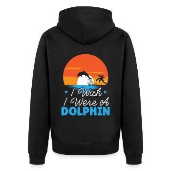Ich wünschte, ich wäre ein Delfin Meeresbiologie unter Wasser - Unisex Premium Bio Zip Hoodie - Schwarz - Hinten - Nico (187cm)