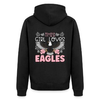 Dieses Mädchen liebt Adler Tier Ornithologie Adler - Unisex Premium Bio Zip Hoodie - Schwarz - Hinten - Nico (187cm)