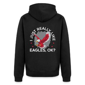 Vogelliebhaber Tier Ornithologie Adlerflüsterer - Unisex Premium Bio Zip Hoodie - Schwarz - Hinten - Nico (187cm)