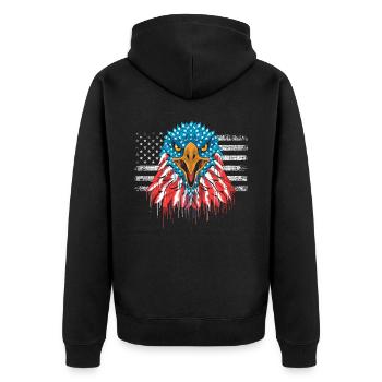 Adler Vogelliebhaber Tier Ornithologie USA Flagge - Unisex Premium Bio Zip Hoodie - Schwarz - Hinten - Nico (187cm)