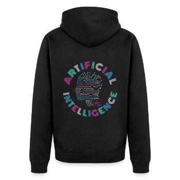 KI-Geschenk für künstliche Intelligenz - Unisex Premium Bio Zip Hoodie - Schwarz - Hinten - Nico (187cm)
