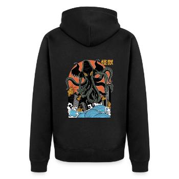 Coucher de soleil géant Cthulhu japonais - Veste à capuche bio Premium Unisexe - noir - Dos - Nico (187cm)