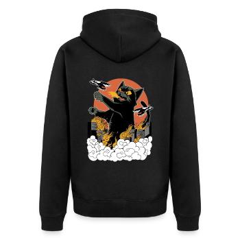 Coucher de soleil japonais Catzilla - Veste à capuche bio Premium Unisexe - noir - Dos - Nico (187cm)
