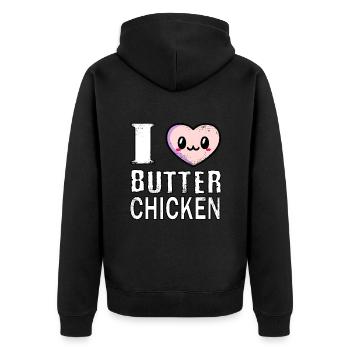 I love Butter Chicken - Indian cuisine - Unisex Premium Organic Zip Hoodie - black - Back - Nico (187cm)