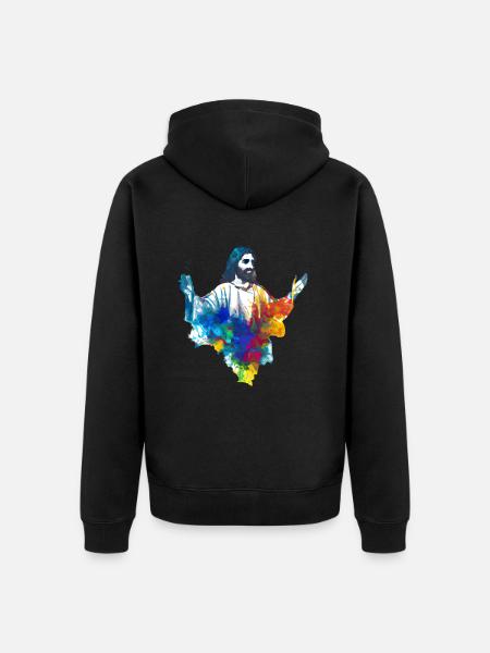 Farbenfroher Jesus - Unisex Premium Bio Zip Hoodie - Schwarz