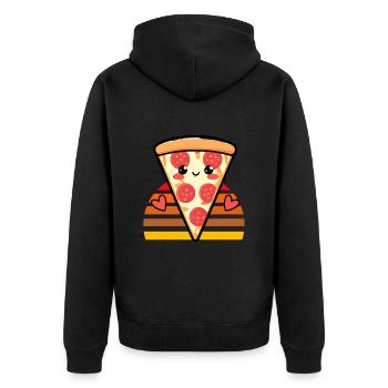 Pizza Hearts - Unisex Premium Organic Zip Hoodie - black - Back - Nico (187cm)
