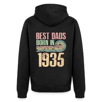 The best fathers were born in 1935, 88 years old, - Unisex Premium Organic Zip Hoodie - black - Back - Nico (187cm)
