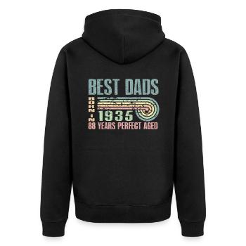 The best fathers were born in 1935, 88 years old, - Unisex Premium Organic Zip Hoodie - black - Back - Nico (187cm)