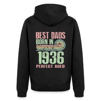 The best fathers were born in 1936, 87 years old, - Unisex Premium Organic Zip Hoodie - black - Back - Nico (187cm)