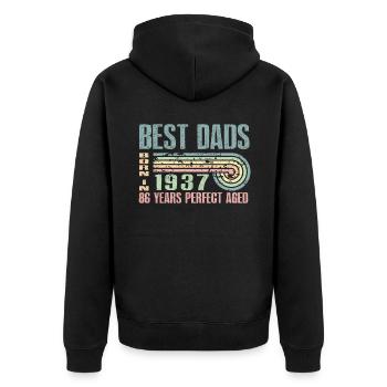 Die Besten Väter Sind 1937 Geboren, 86 Jahre Alt, - Unisex Premium Bio Zip Hoodie - Schwarz - Hinten - Nico (187cm)